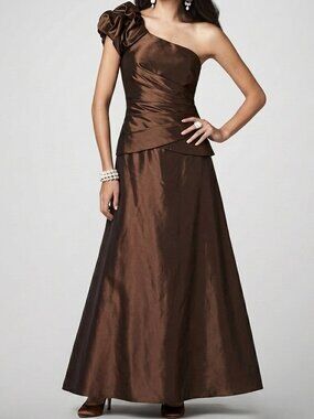 Alfred Angelo Style 7216"Coffee Bean" Taffeta 2 Piece 1 Shoulder Gown NEW- Sz.10